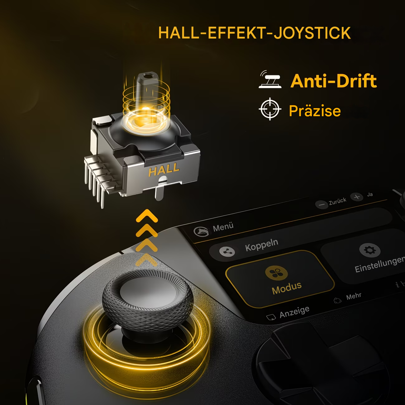 StekaShop Manba One ProController mit Display für Switch, PC und Android, zeigt das Gaming-Gamepad mit Bildschirm.