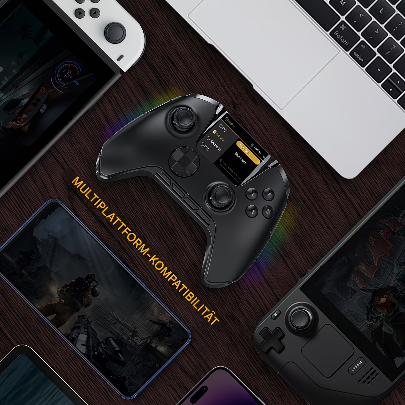 StekaShop Manba One ProController mit Display, Gamepad für Switch, PC und Android, mit buttons und Steuerkreuz sichtbar