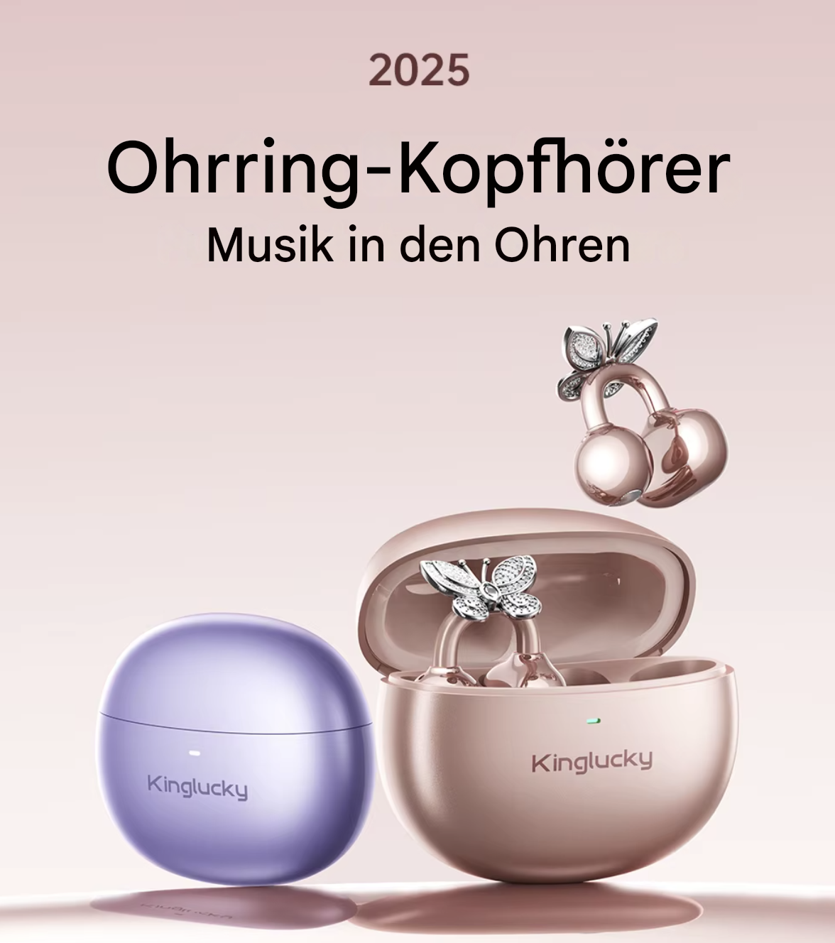 Bluetooth-Kopfhörer von Steka Shop, Roségold, kabellose TWS-Kopfhörer mit Komfort und stilvollem Design.