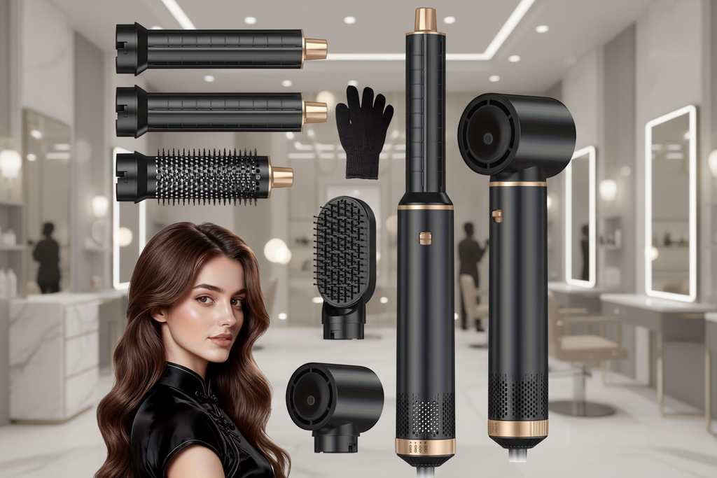 Verschiedene Lockenwickler im UKLISS 5-in-1 Multifunktions-Styling-Set von StekaShop, ideal für Locken und Volumen.