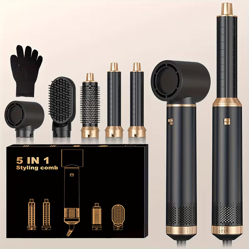 StekaShop UKLISS 5-in-1 Multifunktions-Styling-Set mit Lockenwicklern und Stylingzubehör, liegend auf weißem Hintergrund