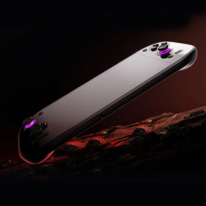 StekaShop Ayn Odin 2 Spielkonsole mit schwarzem Gehäuse und mehreren Anschlüssen, ideal für Gaming und Unterhaltung.