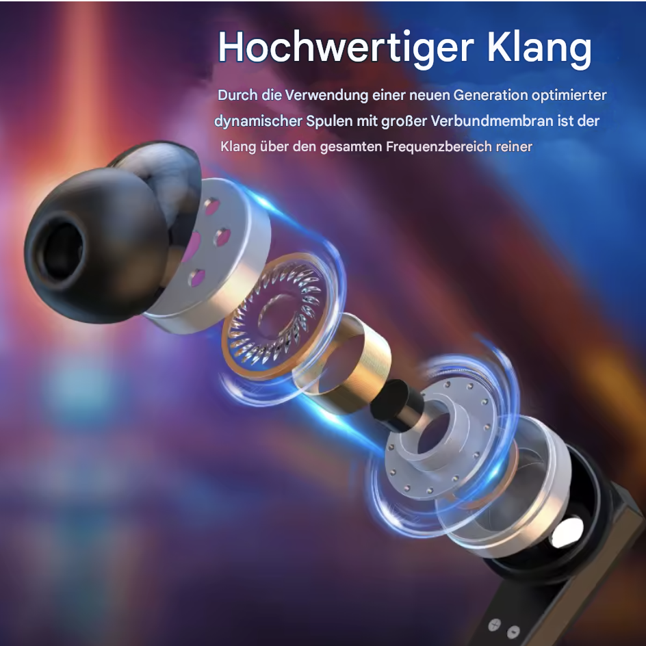 Drahtlose Steka Shop P50 Bluetooth Gaming Kopfhörer mit Ohrhörern und Ladecase, schwarz, auf einem weißen Hintergrund.