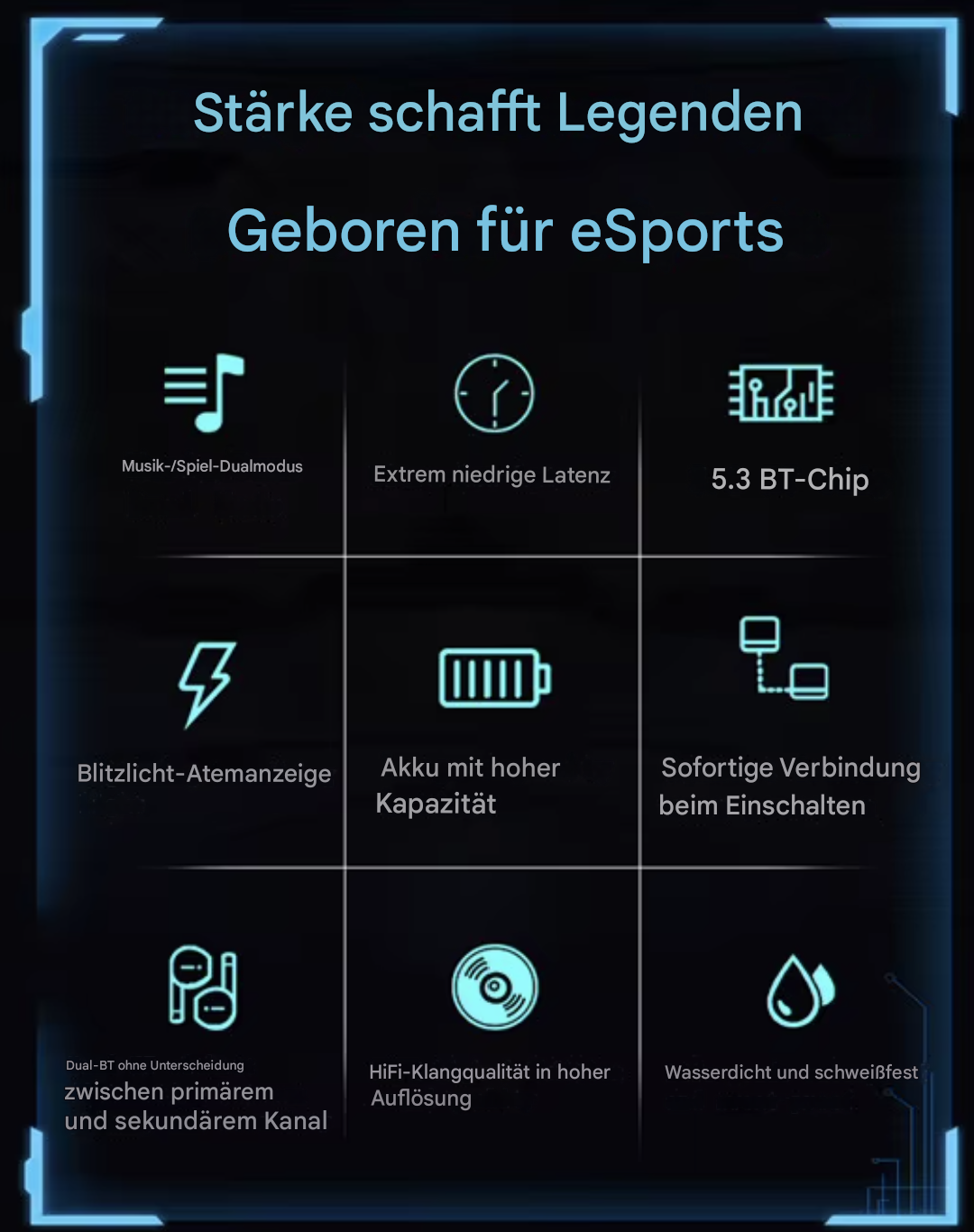 Drahtlose Bluetooth Gaming Kopfhörer P50 von Steka Shop mit schwarzem Design und Ohrhörern in Nahaufnahme