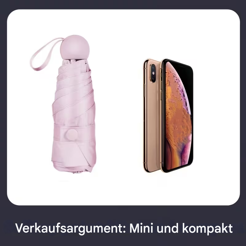 Kleiner StekaShop Mini-Taschenschirm mit Regenschirmhülle, kompakt und leicht für den Regenschutz unterwegs.