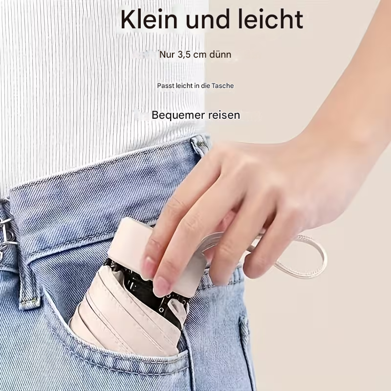 Kleiner Pocket-Regenschirm "Black Stealth" von StekaShop, faltbar mit Schutzetui, schwarzes, kompakte Regenschirm für unterwegs