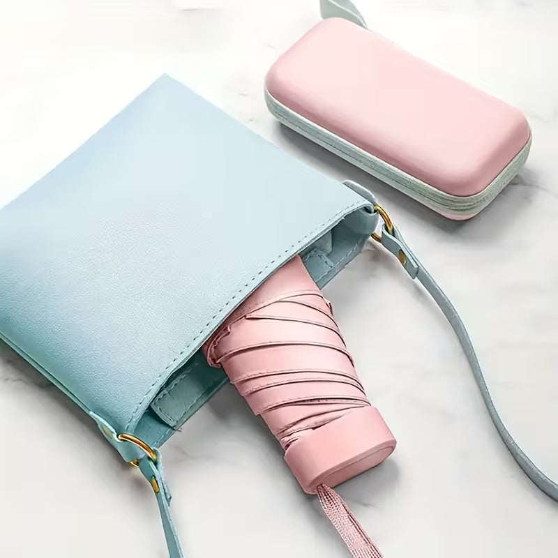 Kleiner StekaShop Mini-Taschenschirm mit Regenschutz in kompaktem Design, ideal für unterwegs, sichtbarer Schirm mit Schutzhülle