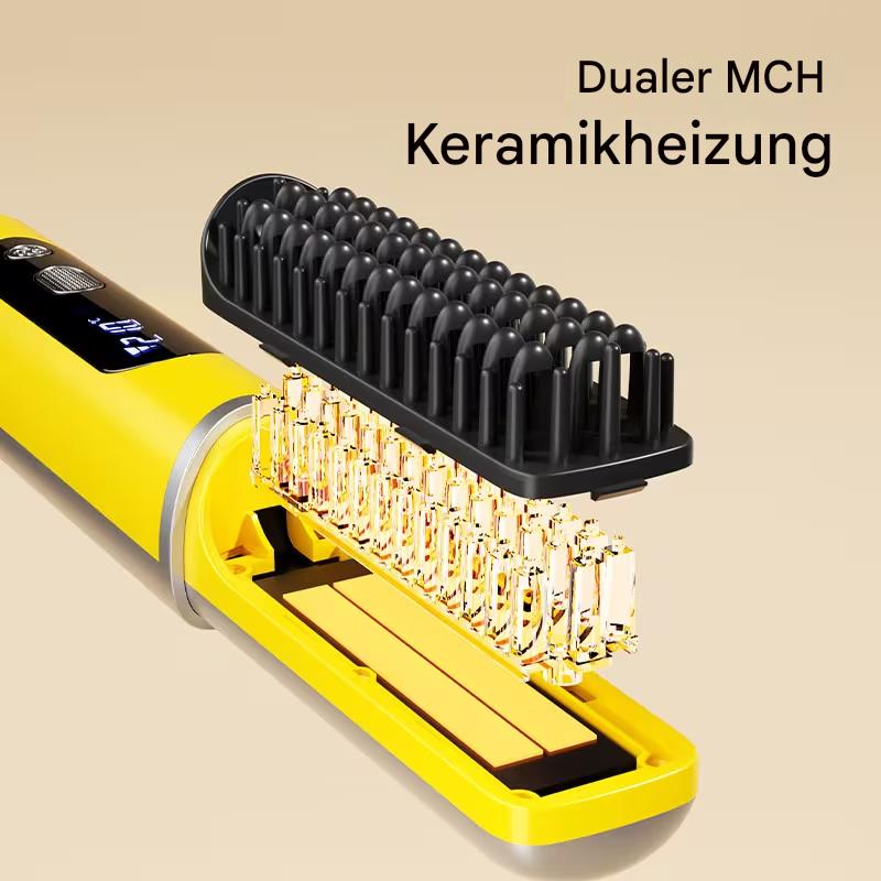 Kabellose Warmluftbürste von StekaShop, 2-in-1 Reiseschlauchbürste mit 4000mAh Akku, zeigt das kompakte Stylinggerät.