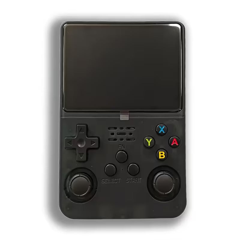 Handheld Retro-Konsole R36S von StekaShop mit 64 GB Speicher, Linux-Betriebssystem, farbiges Display, ideal für Retro-Spiele.