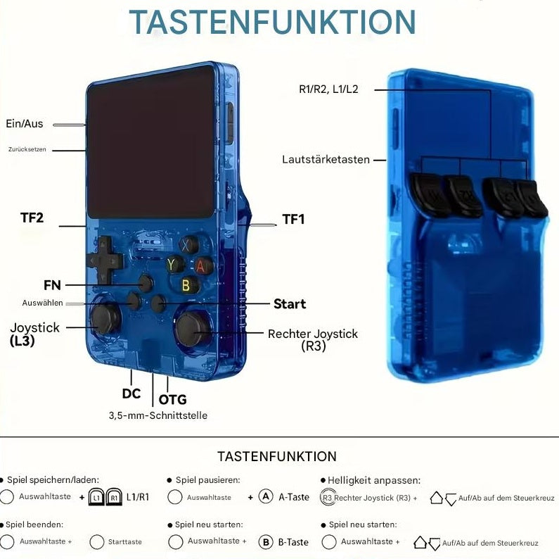 Handheld Konsole R36S Retro von StekaShop, 64 GB, Linux-Betriebssystem, tragbares Gaming-Gerät mit retro Design