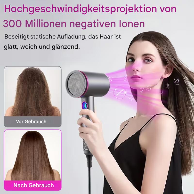 Professioneller StekaShop Ionen-Haartrockner mit 2200W Wechselstrommotor, glänzendes Gehäuse, handliches Design, Luftauslass.