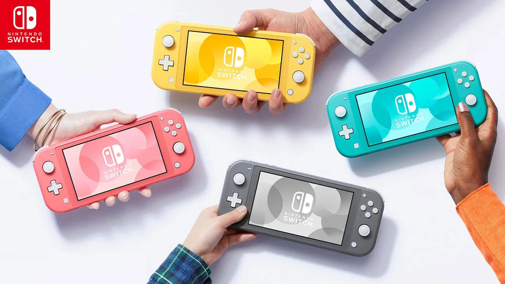 Nintendo Switch Lite von StekaShop, tragbares Handheld-Gaming-Gerät mit rosa Gehäuse und integrierten Steuerungen.