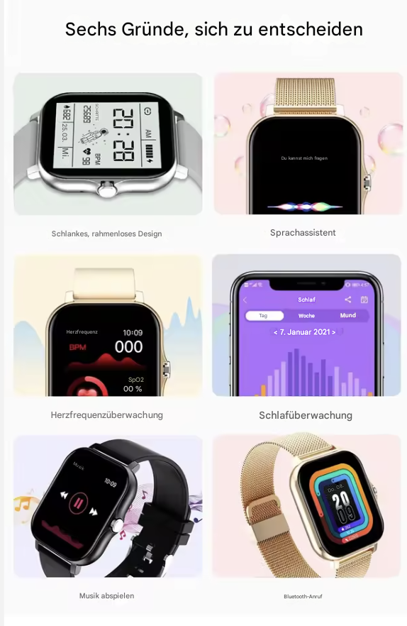 Smartwatch für Männer und Damen von Steka Shop, Valdus Sport Pro 3 mit Fitness-Tracking und modernem Design.