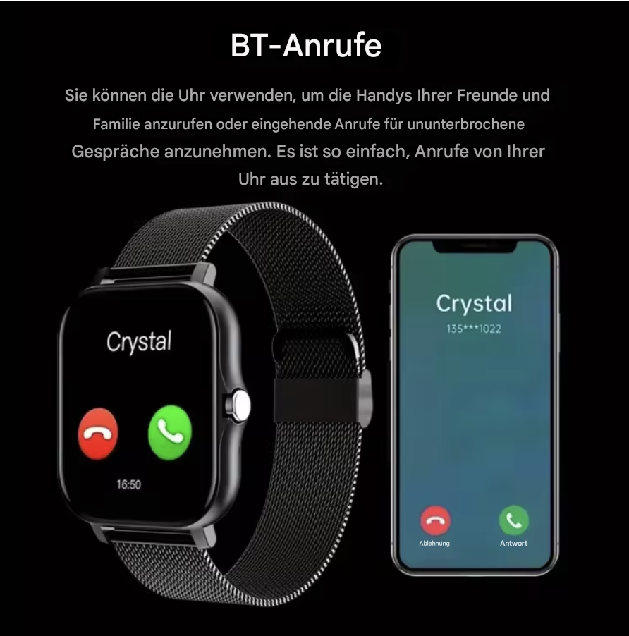 Smartwatch für Männer und Damen von Steka Shop, Valdus Sport Pro 4 mit Fitness-Tracking und modernem Design