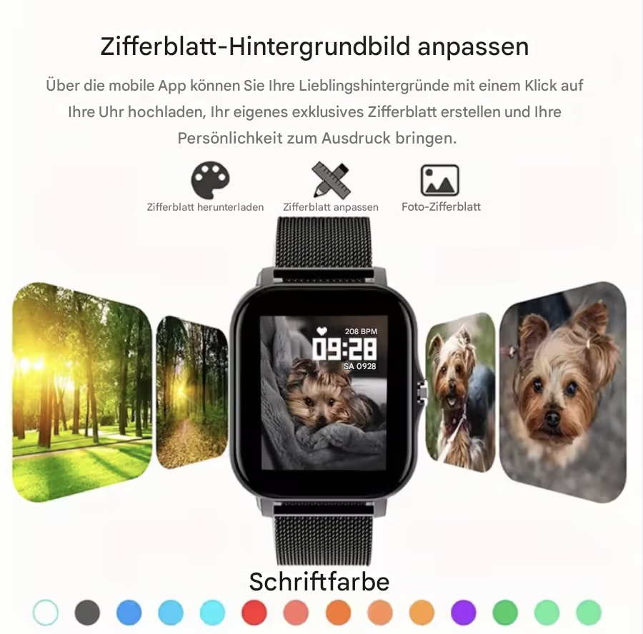 Smartwatch für Männer und Damen von Steka Shop mit Fitness-Tracking, sportlichem Design und digitalem Display.