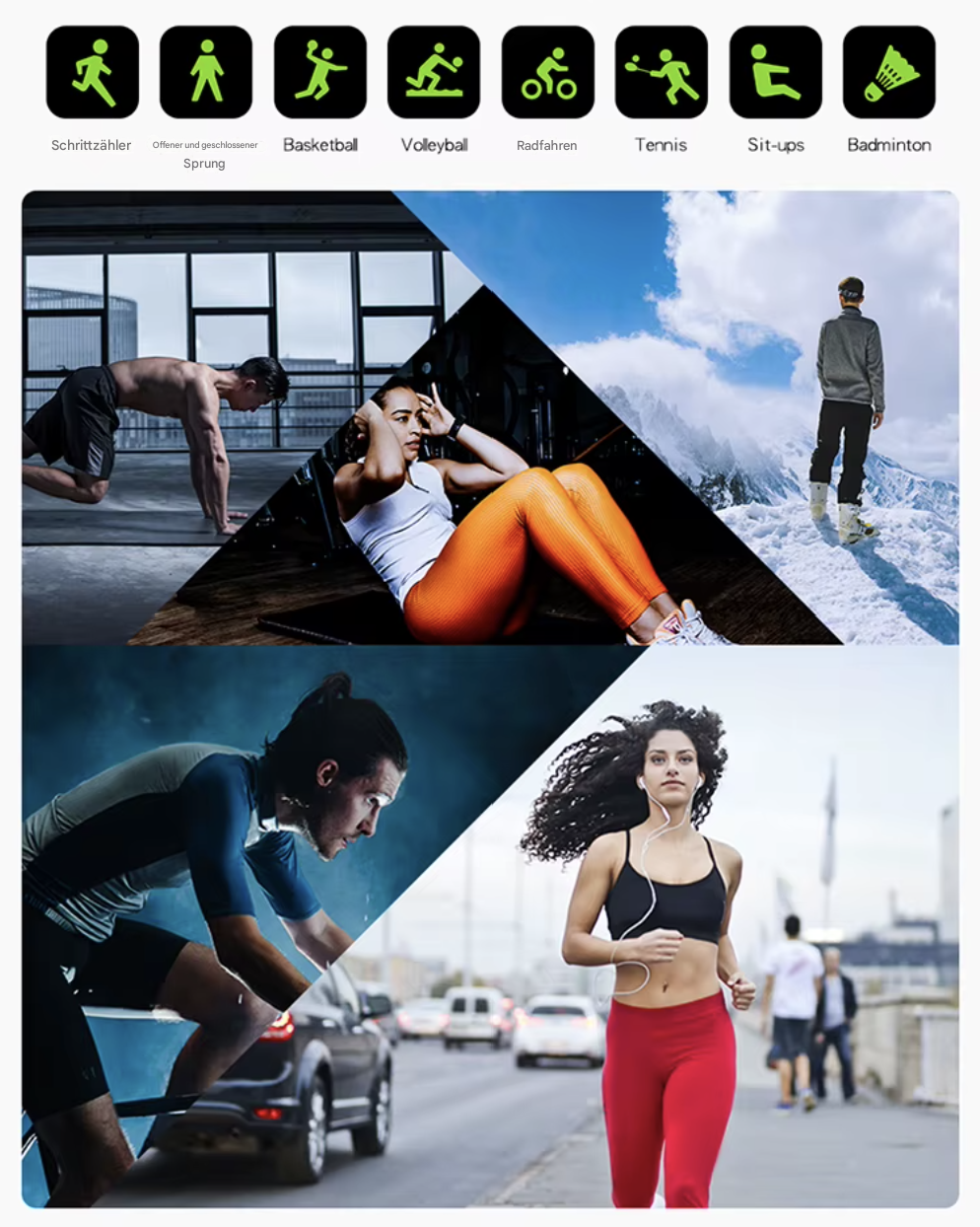 Schwarze Valdus Sport Pro Smartwatch für Männer und Damen mit Fitness-Tracking und Herzfrequenzmesser, auf einem weißen Hintergrund.