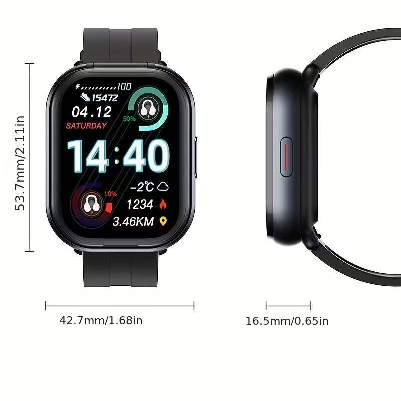 Smartwatch mit Clip-On Kopfhörern von StekaShop, modernes 2-in-1 Wearable mit Uhr und drahtlosen Kopfhörern.